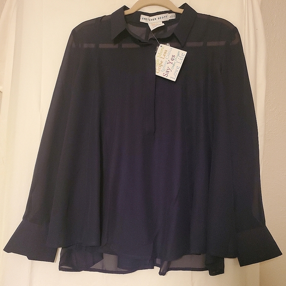 Gretchen Scott Designs Tops - Gretchen Scott NWT! Sheer navy blouse